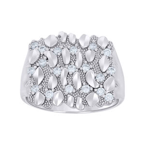 925 Sterling Silver Mens Cubic-Zirconia Nugget Fashion Ring Size 11